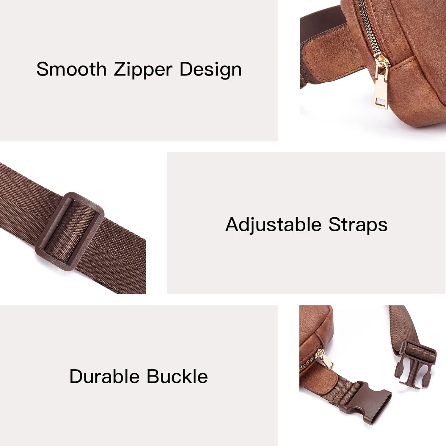 Leather Belt Bag for Women Fashionable Fanny Packs Cross Body Bag Waist Pack Camel Brown