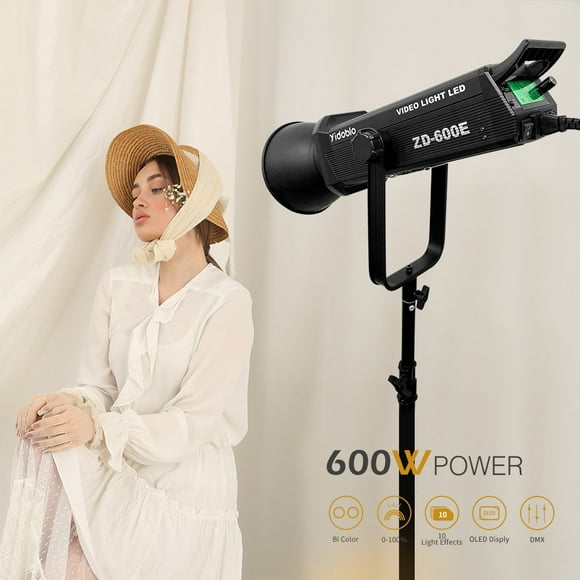 Yidoblo 600W ZD-600E Bi-Color LED Video Light 2700-7500K Studio Photography Lighting for Filmmaking, Live Streaming