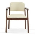 thumbnail image 6 of JERFIT 2-Pack Dining Chairs with PU Cushion, Rubber Wood Frame, Upholstered Side Chairs for Kitchen, Dining Room, Home Office, Beige and Dark Walnut, 6 of 9