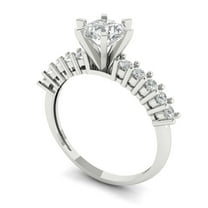 1.05ct round cut clear moissanite 18k white gold Bridal Wedding Engagement Promise Anniversary Ring for Women size 4