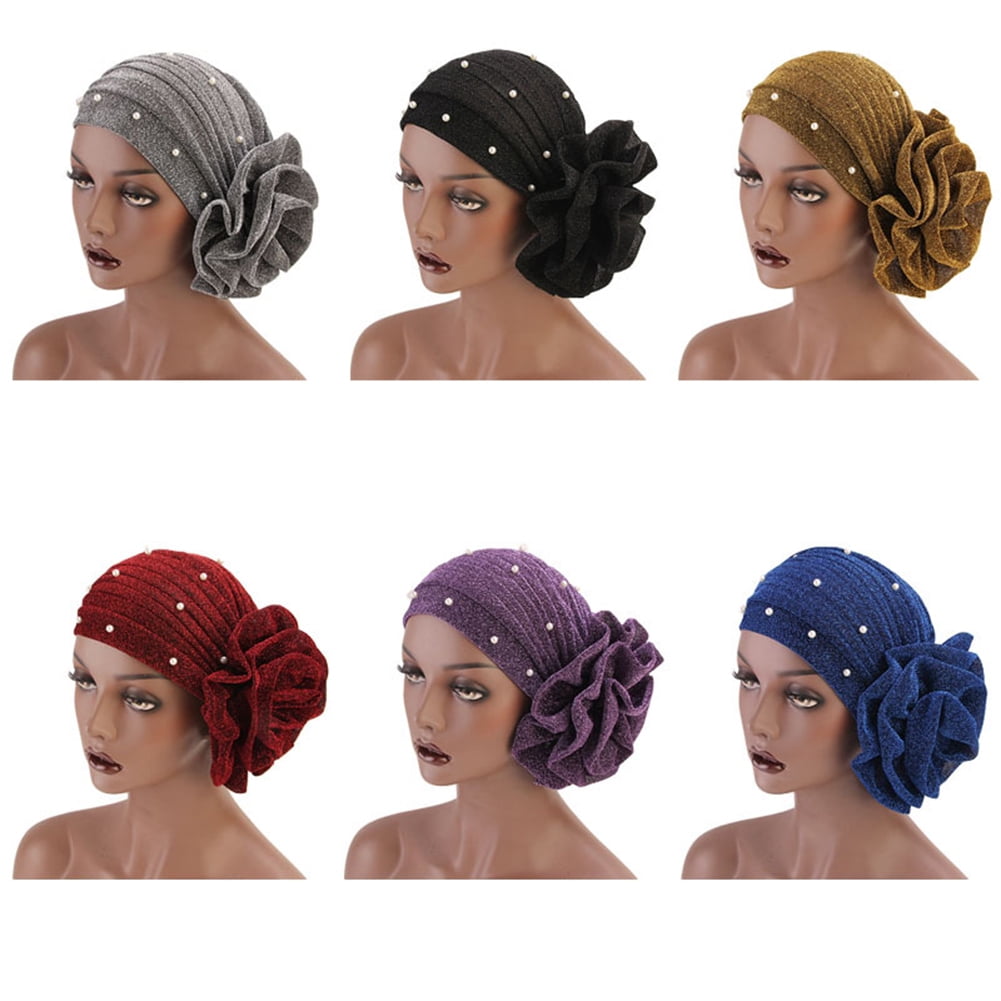 NEW WOVEN FLOWER PEARL DECOR HAT Eosunjian Fashion Faux Pearl Decor Big Flower Women Elastic  main image 3