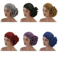 thumbnail image 3 of Eosunjian Fashion Faux Pearl Decor Big Flower Women Elastic Hat Soft Head Wrap Cap Gifts, 3 of 13