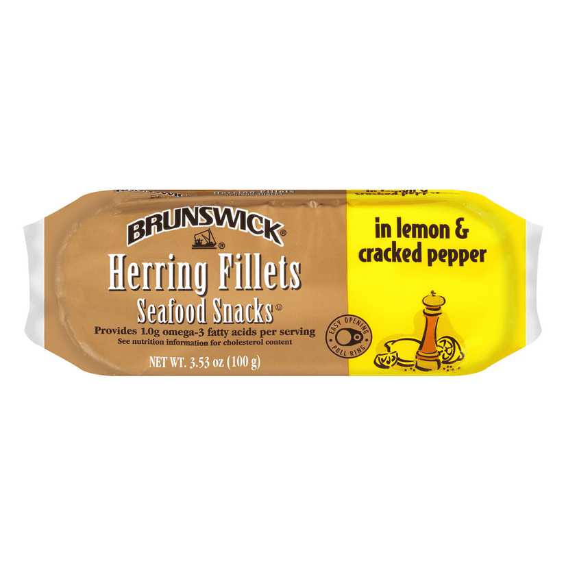 Brunswick Herring Fillets in Lemon & Cracked Pepper, 3.53 oz can