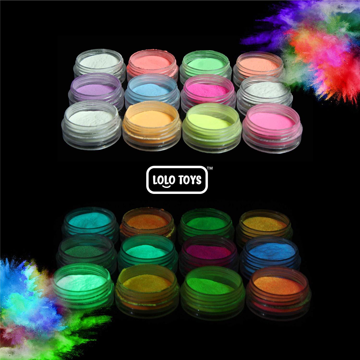 Glow in the Dark Powder - 72 PACK Bulk Party Supplies Favors and Decorations Works Great in addition with Sticks, Necklaces, Glasses, Luminous Pigment Powder Fluorescent UV Neon Dye Dust G - image 3 of 7