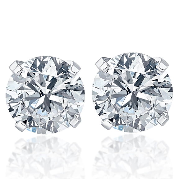 Pompeii 2.00CT Round Brilliant Cut Natural SI Quality Diamond Stud Earrings In 14K Gold