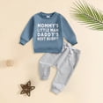thumbnail image 2 of NOLDARES Infant Toddler Baby Boy Outfits Clothing Set 2pcs Print Long Sleeve Sweatshirt + Elastic Pants Fall Winter Clothes Casual(Blue,6-12 M), 2 of 7