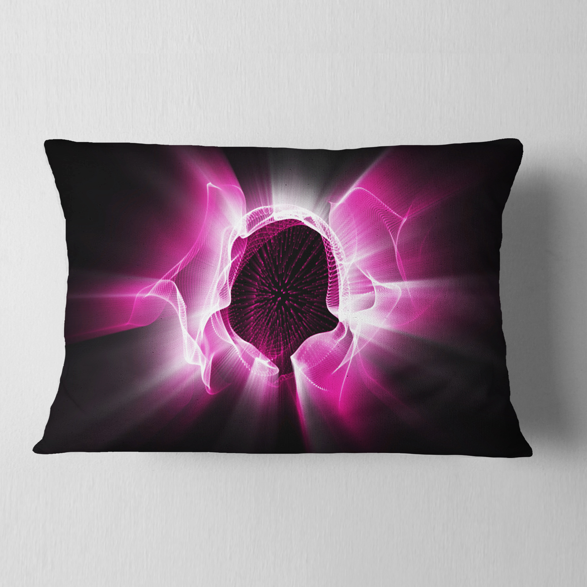 Designart Fractal Purple Light Shine - Abstract Throw Pillow - 12x20