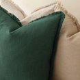 thumbnail image 4 of Set of 2 Decorative Linen Fringe Throw Pillow Covers Cozy Boho Farmhouse Cushion Cover with Tassels Soft Accent Pillowcase for Couch Sofa Bed Living Room Home Decor, 20×20 Inch, Pine Green, 4 of 6