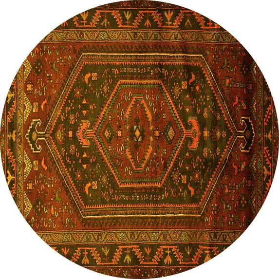 Ahgly Company Indoor Round Persian Yellow Traditional Area Rugs, 3' Round