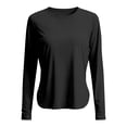 thumbnail image 5 of Women's Long Sleeve UPF 50+ Sun Shirt, Loose Fit Breathable Polyester Workout Top for Outdoor Yoga, Running, Hiking, and Sun Protection, Solid Color Athletic Layer Black L, 5 of 5