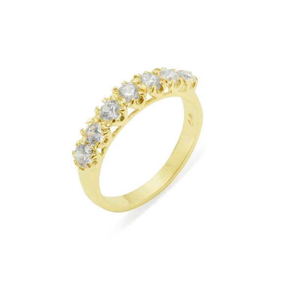 LBG British Made 14k Yellow Gold Cubic Zirconia Womens Eternity Ring - 33 size options - Size 10