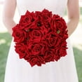 thumbnail image 3 of Floweroyal 12 piezas rosas artificiales flores de terciopelo con tallo largo falso, 3 of 7