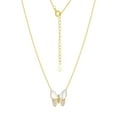 thumbnail image 4 of Believe by Brilliance Mother of Pearl & Cubic Zirconia Butterfly Necklaces in 14KT Gold Flash Plated, 4 of 6