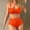 Orange, variant on Womens Bikini Set 2 Piece Womens Bathing Suits Push up Ruched Front Halter Sleeveless High Waisted Split Bathing Suits Summer Solid Color Comfortable Ladies Running Swimwear Orange M