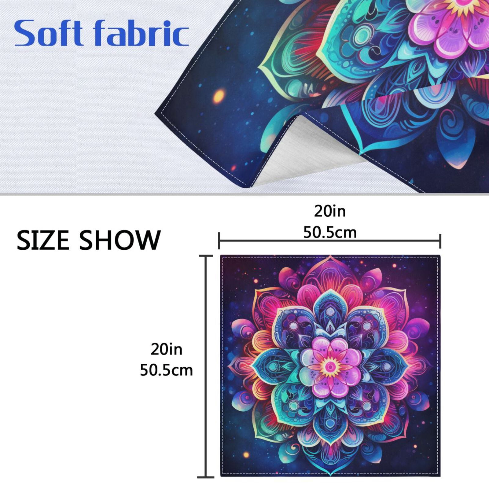 JSTEL Rainbow Mandala Galaxy Nebula Cloth Napkins Set of 6, 20x20 Inch Washable and Reusable Napkin for Decoupage Dinner Party Everyday Use