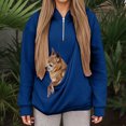 thumbnail image 2 of Kangaroo Pouch Hoodie For Women Oversized Dog Pouch Sweatshirts Dark Blue L, 2 of 5