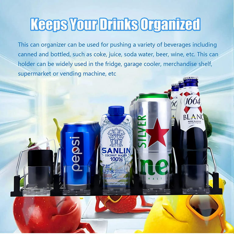 Saint Kang refrigerator can organizer,drink organizer for fridge, self  pushing soda can organizer for refrigerator,width adjustable,beer