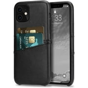 TENDLIN Compatible with iPhone 11 Case Wallet Design Premium Leather Case with 2 Card Holder Slots (Black)