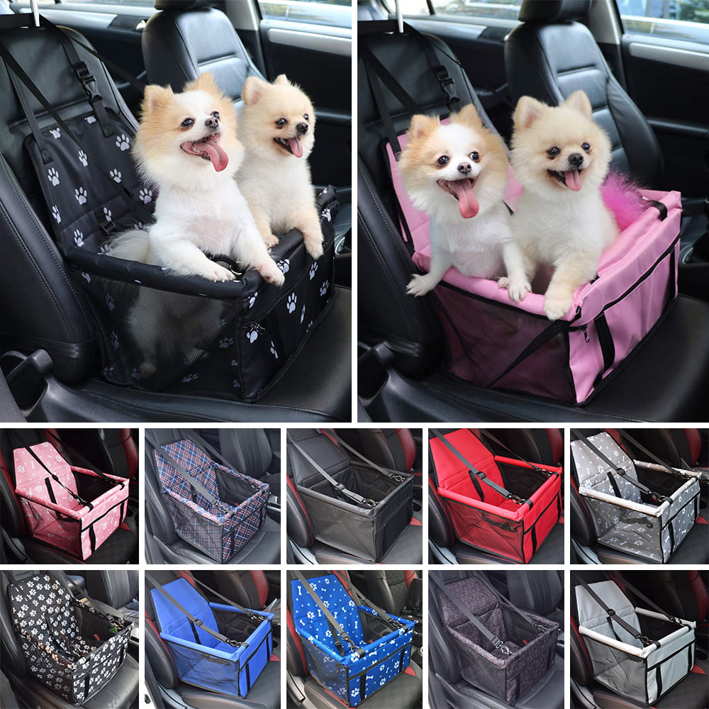 Collapsible Booster Seats for Dogs Cats Car Carrier with Safety Leash and Zipper Storage Pocket Pet Car Booster Black