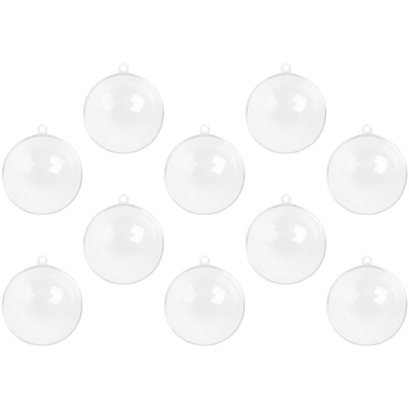 DINHEAROM 10Pcs Clear Plastic Fillable Baubles Round Shaped Hanging Ornaments for Christmas Tree Decoration