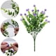 thumbnail image 3 of 4 racimos de pequeñas flores artificiales de color púrpura, plantas artificiales verdes de plástico/arbustos, rama de eucalipto, vegetación artificial para jardín, oficina, hogar, ventana, patio,, 3 of 8