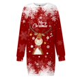 thumbnail image 5 of Wyzesi Robes Roses Grande Taille avec Manches Robe Chandail de Noël Imprimée pour Femme Col Rond Manches Longues Ample Sans Capuche Robe Décontractée Pyjama de Noël Costume, 5 of 5