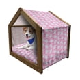 thumbnail image 1 of Animal Pet House, Girls Design Pattern with Happy Animals Joyful Fun Playing Dots, Outdoor & Indoor Portable Dog Kennel with Pillow and Cover, 5 Sizes, Pale Blue Pink, by Ambesonne, 1 of 5