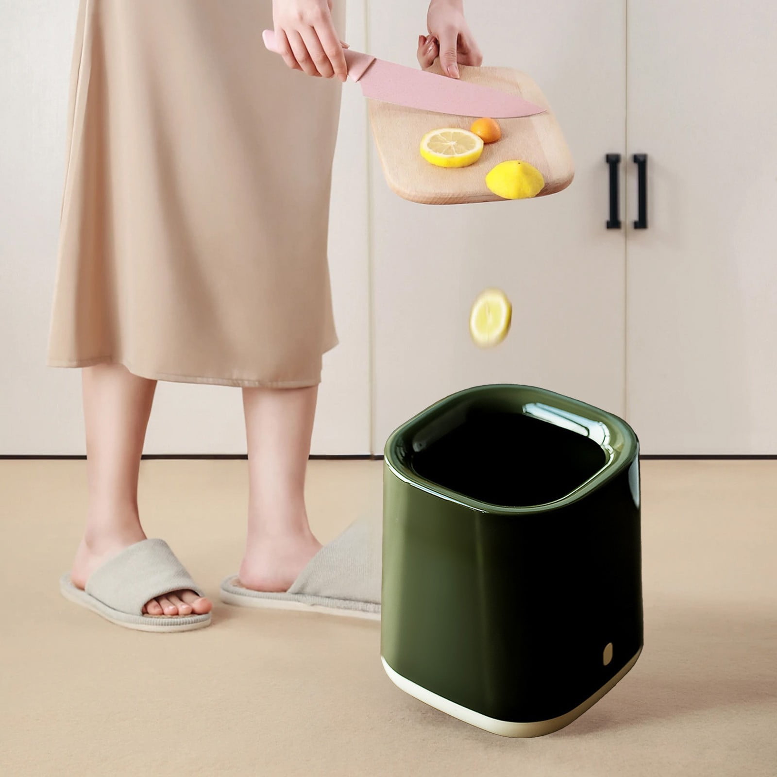 AuroraX Kitchen Trash Can 4.8 Gallon Bedroom Square Touchless Bathroom Office Trash Can -Green