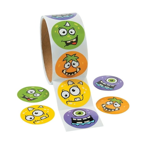 - Monster Face Roll of Stickers - 100 Pcs. Per Roll, Stick on some monstrous fun with these silly Monster Face Stickers! By Fun Express