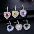 thumbnail image 4 of Blue CZ Romantic Lover Heart 925 Silver Dangle Earrings for Women Party Jewelry, 4 of 9