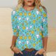 thumbnail image 2 of Mujeres 3/4 Manga Tops Y Blusas Impresas Cuello Redondo Suéter Casual Camiseta Suave, 2 of 5