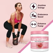 FLAT TUMMY Pre Workout Watermelon (30 Count) – 3g Creatine, 1.6g Beta-Alanine, Sugar Free