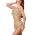thumbnail image 4 of INSPIRAR CHIC Conjunto de Bikini de Dos Piezas para Mujer con Volantes, Escote en V, Tiras Anchas, Leopardo, Top con Cuerda Ajustable y Parte Inferior Triangular Grande, 4 of 5