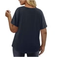 thumbnail image 5 of Tqcoqu Women's Plus Size V Neck Button Henley T-Shirts,Heathered Cotton Short Sleeve Casual Tunic Tops,Dark Blue Women's L-XXXXXL, 5 of 9