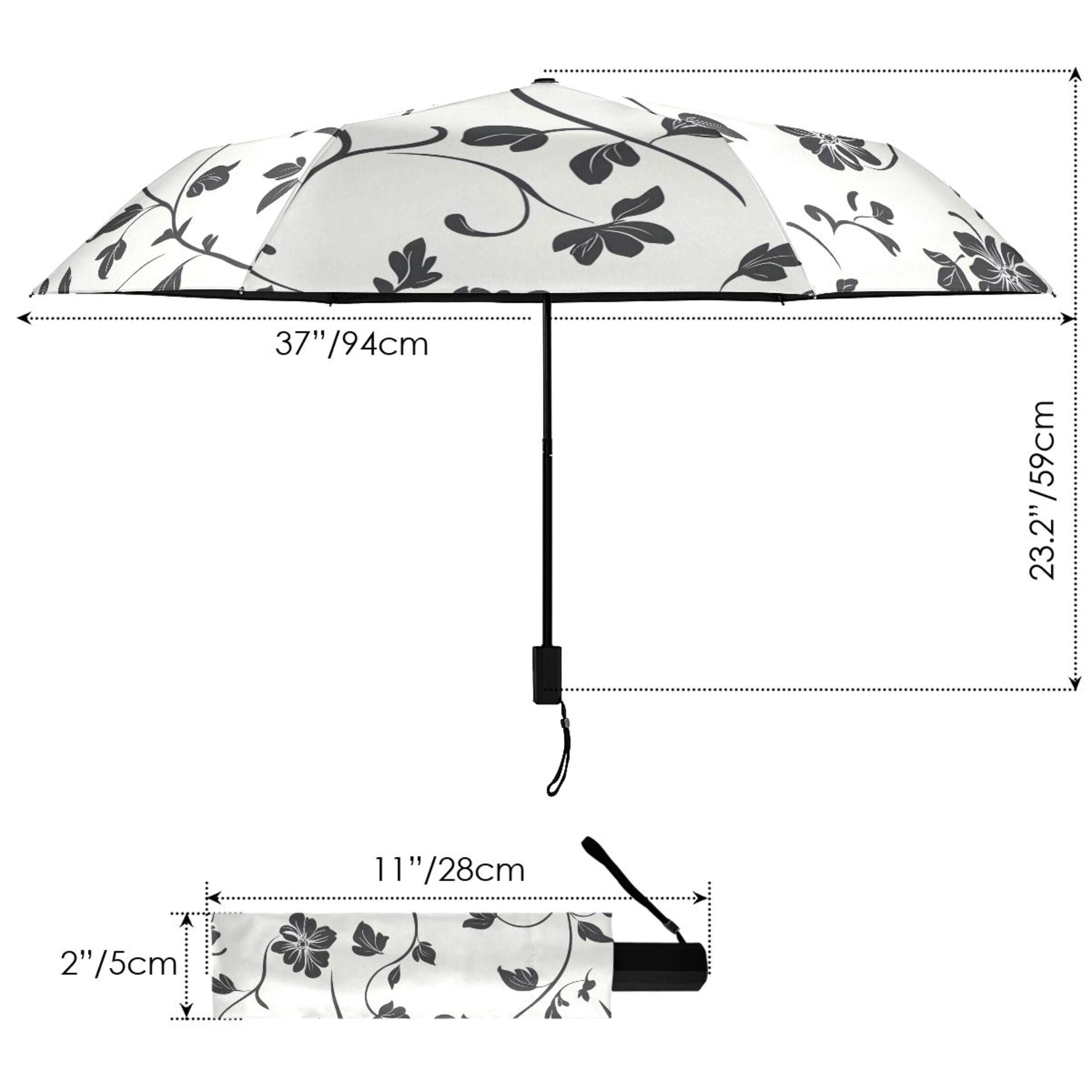 ALAZA Retro Leaves-a1 UPF 50+ Compact Folding Umbrella for Rain Travel Umbrella Packable