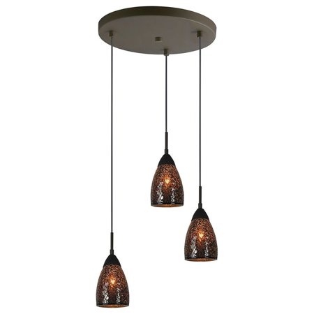 

Woodbridge Lighting Venezia 3-Light Glass Cluster Pendant in Bronze/Mirror