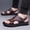 Brown, variant on Men's Brown Leather 2-in-1 Convertible Sandals, Casual Non-Slip Thick-Sole Slides for Summer Daily & Driving