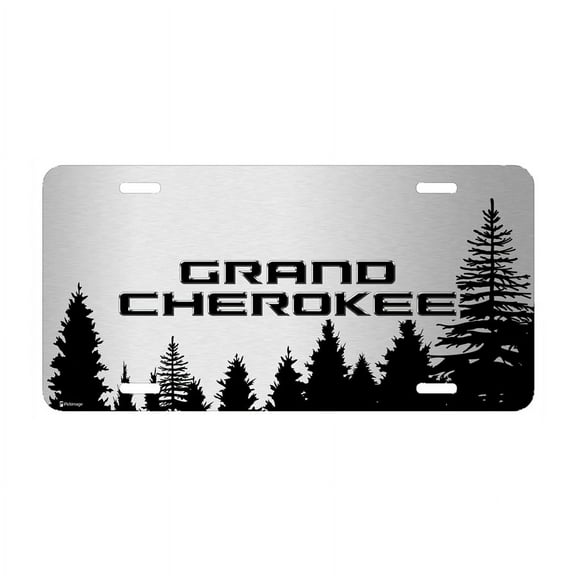 Jeep Grand Cherokee Forrest Sillhouette Graphic Brush Special Aluminum Metal License Plate