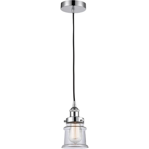 616-1PH-PC-G182S Innovations Lighting Canton - 1 Light Mini Pendant In Industrial Style-10 Inches Tall and 6 Inches Wide-Polished Chrome Finish-Clear