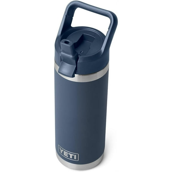 Rambler 18 oz Bottle, Vacuum Insulated, Stainless Steel with Straw Cap, Navy