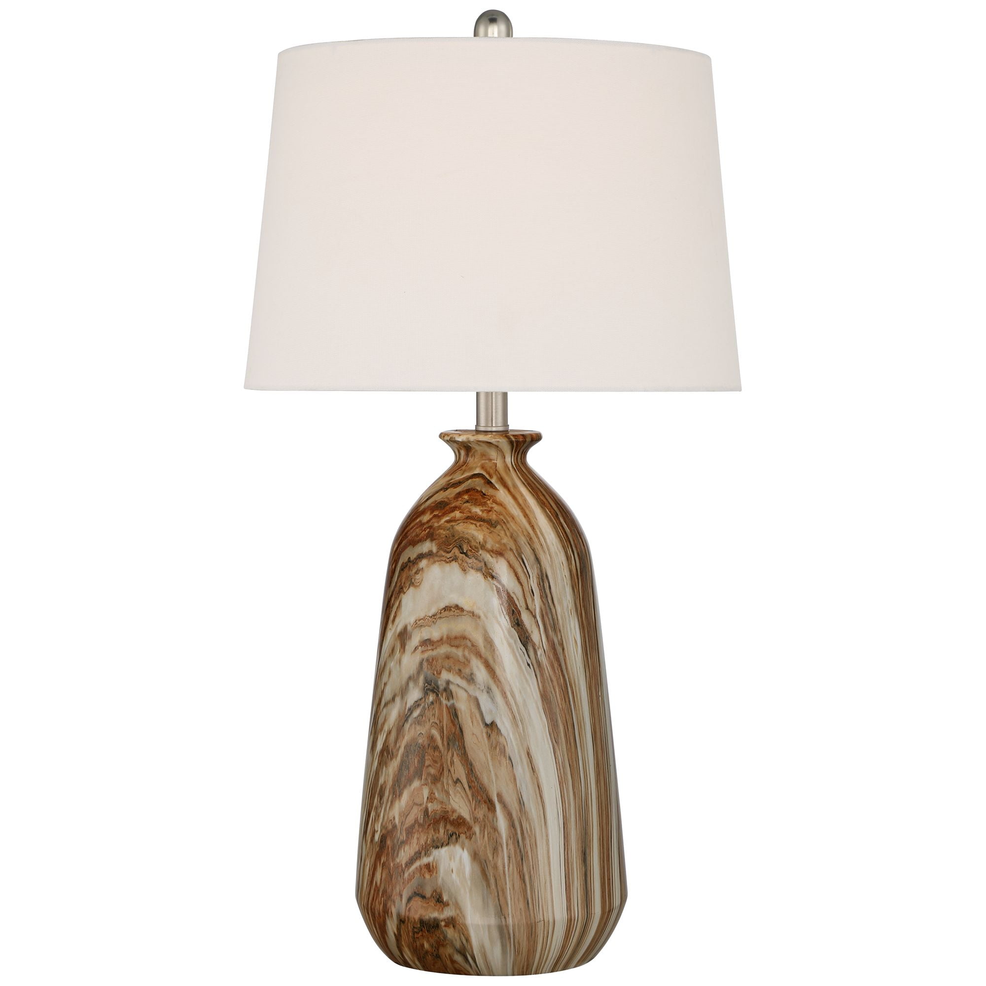 360 Lighting Carlton Modern Table Lamps 28" Tall Set of 2 Swirling Brown Faux Marble White Tapered Drum for Bedroom Living Room Bedside Nightstand