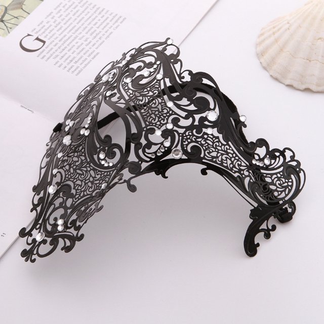 Máscaras de metal ligeras de lujo con diamantes de imitación, suministros para bailes de graduación, máscaras para presentaciones en el escenario