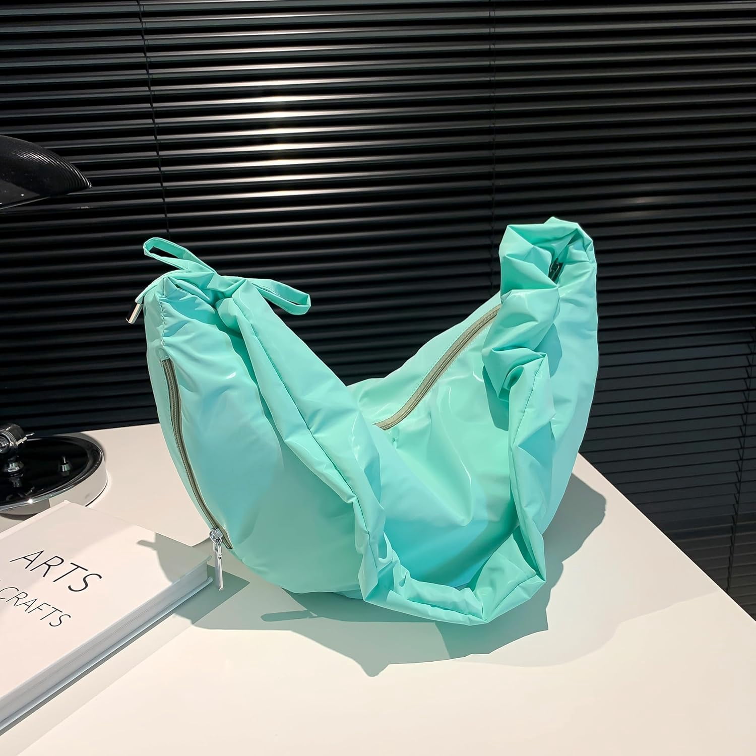 CoCoMangos Large Nylon Hobo Crossbody Bag for Women Sling Crescent Bag Trendy Shoulder Bag Casual Handbag Travel Purse