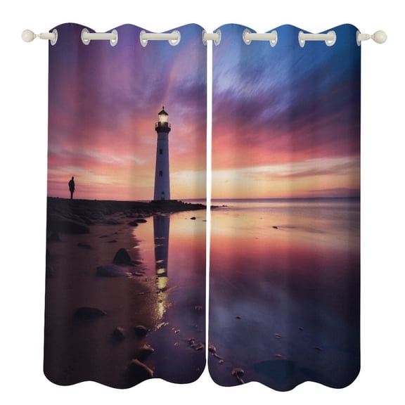 Ocean Lighthouse Blackout Curtains for Bedroom Curtains Insulated Room Darkening Window Drapes for Living Room