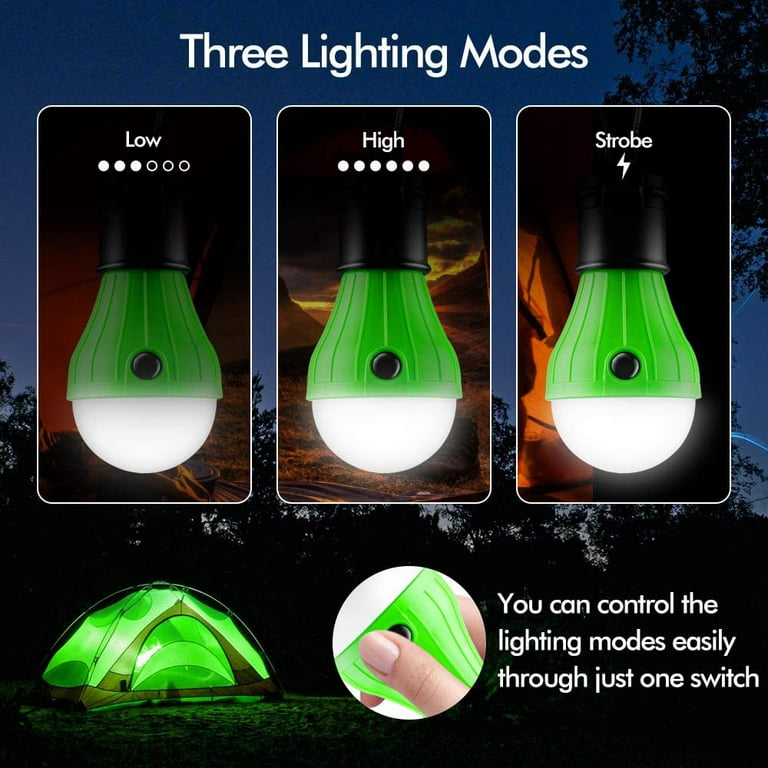 Lichamp 4 Pack LED Camping Lanterns, Battery Powered Camping Lights Super Bright Collapsible Flashlight Portable Emergency Supplies Kit, Green