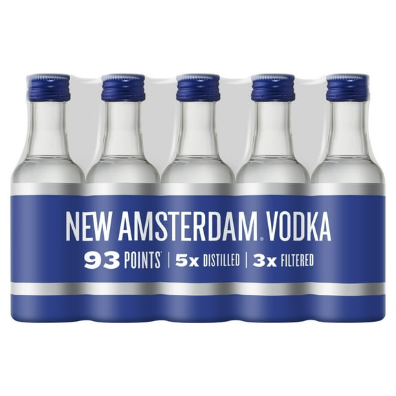 New Amsterdam Original Vodka, 10 Pack, 50ml Plastic Bottles, 40% ABV