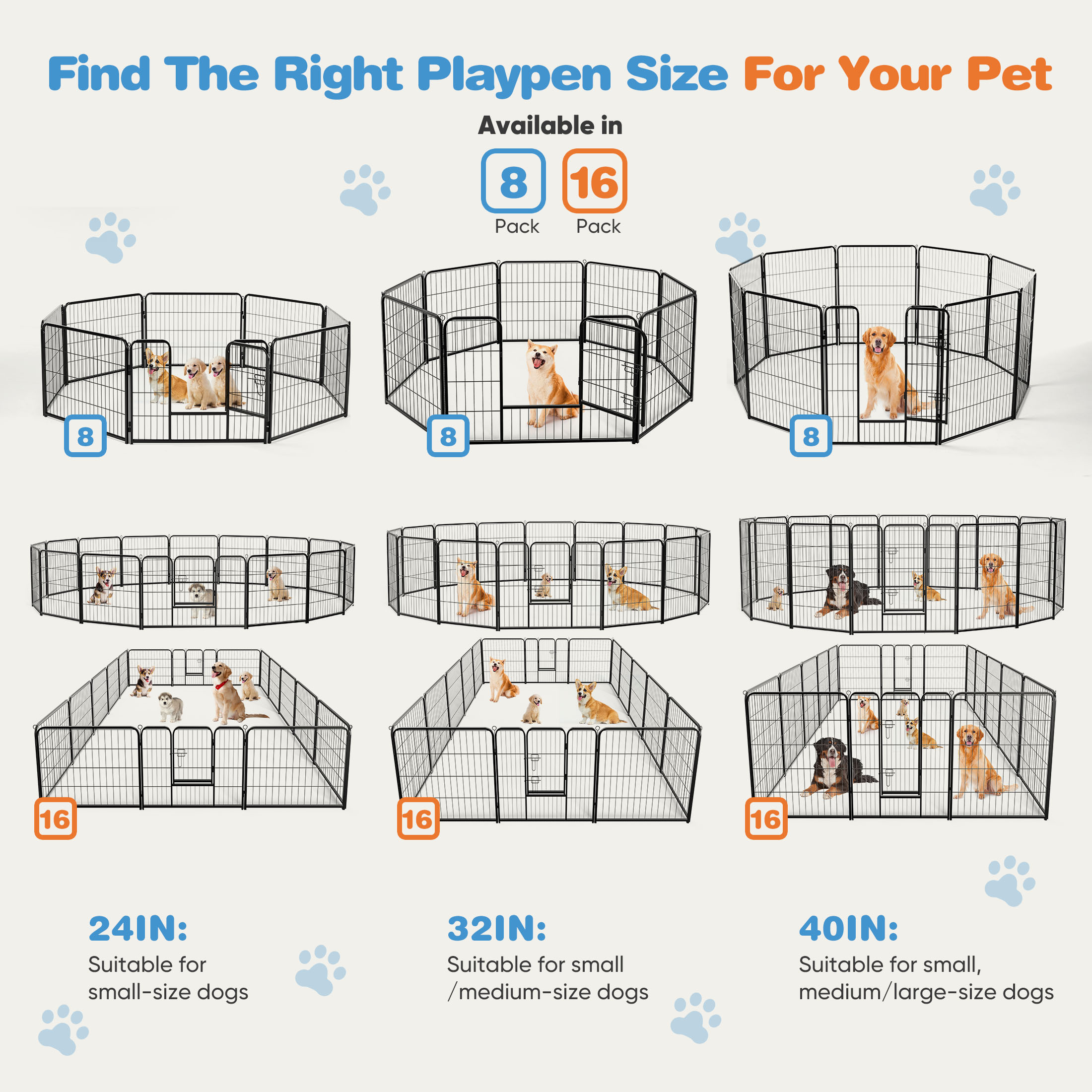 EDX Dog Playpen, 8 Panel Metal Fence 24 Inch photo 6