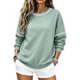 thumbnail image 5 of jehdhy Womens Striped Patchwork Sweatshirts Fall Winter Crew Neck Long Sleeve Shirts Fashion Casual Loose Pullover Tops, 5 of 7