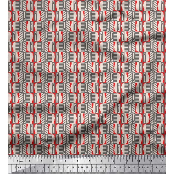 Soimoi Silk Fabric Geometric Abstract Printed Fabric 1 Yard 42 Inch Wide