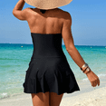 thumbnail image 5 of SOMER Women's One Piece Swimsuit Tummy Control Bathing Suits Push Up Swimdress Cutout V Neck Skirt Swimwear, 5 of 8